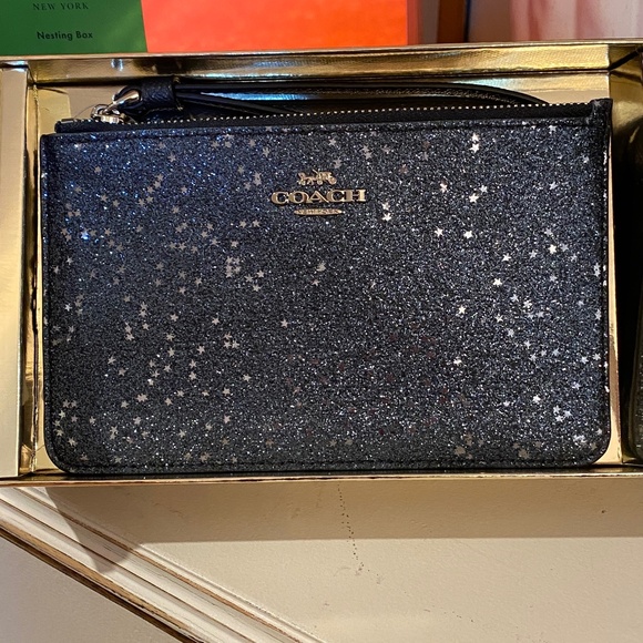 BRAND NEW - Never Used Coach Star Glitter Wristlet - Midnight Blue Color - Picture 5 of 9